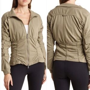 Free People Movement Foundation Ruched Seam Full Zip Jacket Womens Large